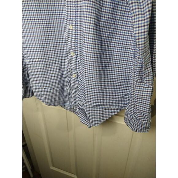 Ralph Lauren Men's M Shirt Blue Checked Long Sleeve Collared Button Front Button - Picture 5 of 9